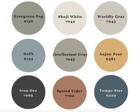 Earth Tone Bathroom, Earth Tones Kitchen, Intellectual Gray, Earth Tones Paint, Earth Tone Living Room, Painted Earth, Earth Tone Color Palette, Shoji White, Paint Color Inspiration