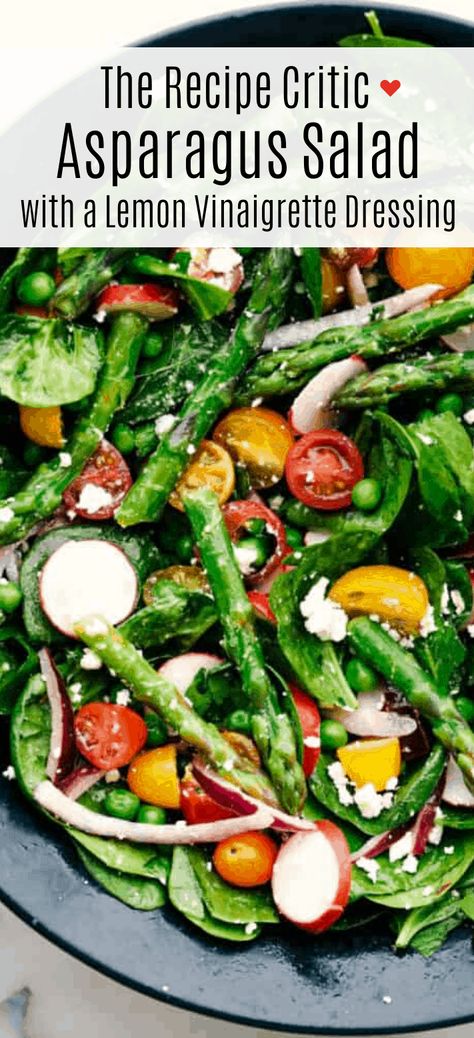 Salad With Asparagus Easy Recipes, Asparagus Salad With Lemon Vinaigrette, Asparagus In Salad, Fresh Asparagus Salad, Asparagus Vinaigrette, Aspargus Salad, Asparagus Salad Recipes, Antipasto Salad Recipe, Salad With Asparagus