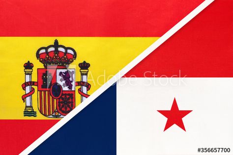 Spain and Panama, symbol of two national flags from textile. Partnership between European and American countries. #AD , #national, #flags, #symbol, #Spain, #Panama Spanish Flag Aesthetic, Flag Of Spain, Panama Flag, Antigua And Barbuda Flag, National Flags, Photography People, Industrial Photography, American Country, National Flag