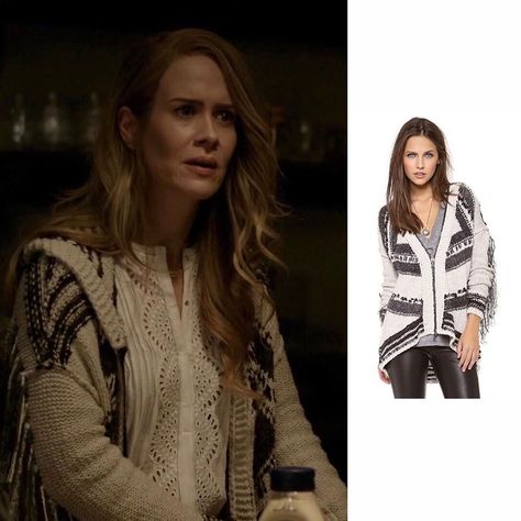 Shelby Miller, Fringe Cardigan, Sarah Paulson, Show Me The Way, American Horror, American Horror Story, Women Empowerment, Free People, Ruffle Blouse