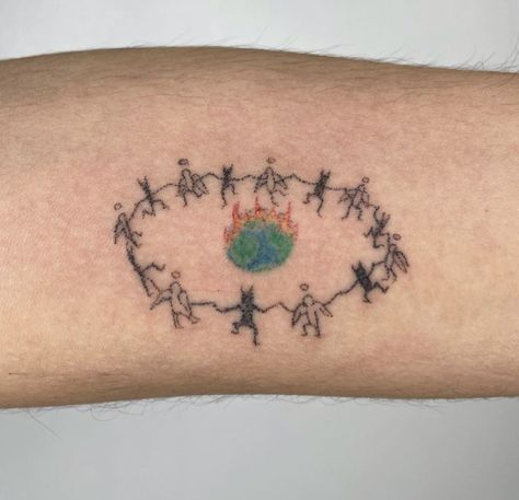 Stick N Poke Tattoo, Fire Tattoo, Tatuaje A Color, Poke Tattoo, 1 Tattoo, Dope Tattoos, Little Tattoos, Piercing Tattoo, Mini Tattoos