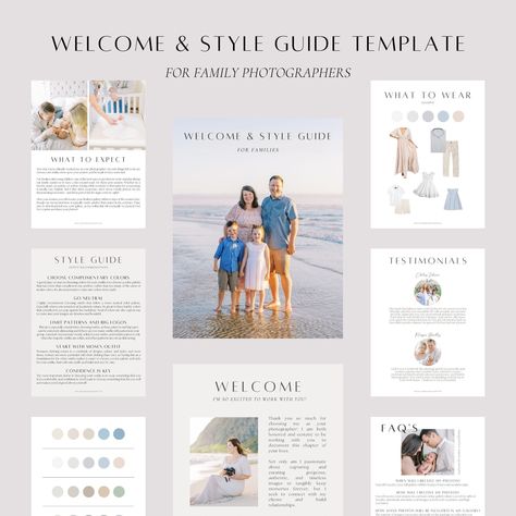 What To Expect Photography Session, What To Wear Guide Photography, Style Guide Photography, Photographer Welcome Guide, Styling Guide Photography, Photography Welcome Guide, Style Guide For Photography Clients, Photography Style Guide, Style Guide Template