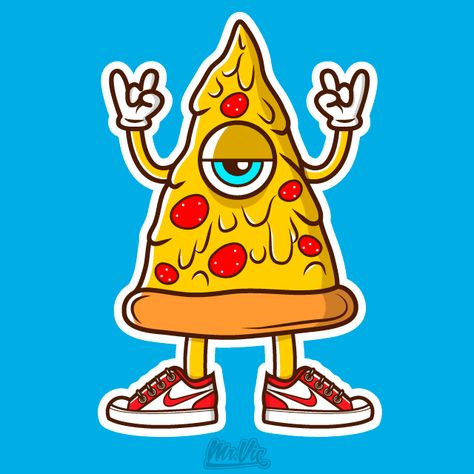 By. Victor Fuentes - Mr. Vic - Project Monarch, Pizza Art, Bart Simpson, Drake, Pizza, Mural, Fictional Characters, Art, Pizzas