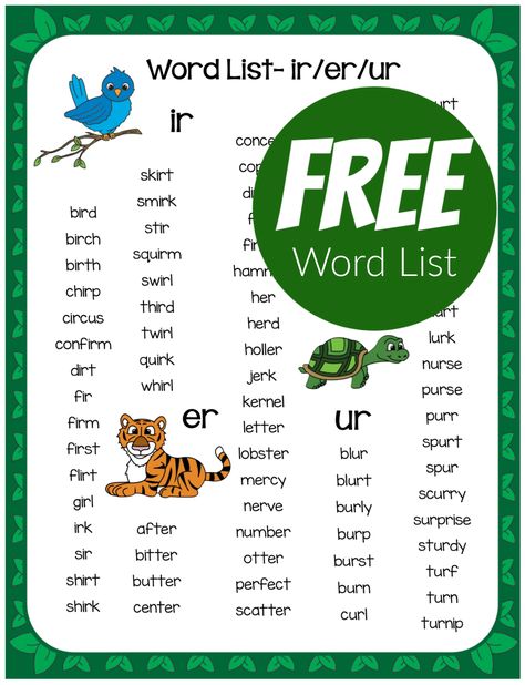 Be sure to visit our blog and download this free r controlled vowel word list! R Controlled Vowels Activities, Tutoring Resources, R Controlled Vowels, Er Words, Words To Spell, Vowel Activities, Pirate Activities, Phonics Rules, Phonics Games