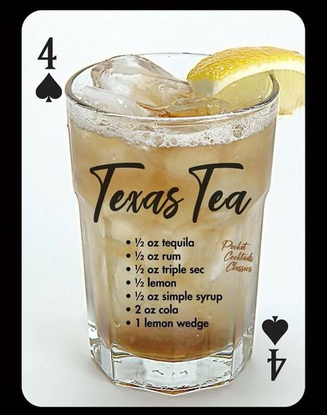 Bar Drink Recipes, Texas Tea, Liquor Recipes, Cocktail Drinks Alcoholic, Mixed Drinks Alcohol, Yummy Alcoholic Drinks, Liquor Drinks, Rum Drinks, Boozy Drinks