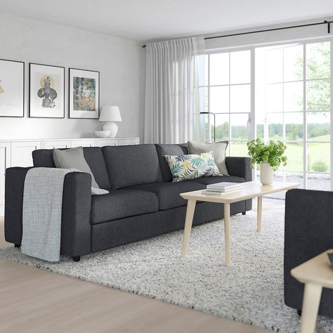 VIMLE Sleeper sofa, Tallmyra black/gray, Bed height: 20 7/8". Order today! - IKEA Vimle Sofa, Kivik Sofa, Ikea Vimle, 3 Seat Sofa Bed, Sofa Back Cushions, Ikea Kivik, Cosy Sofa, Cozy Sofa, Ikea Sofa