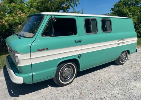 When was the last time you saw one of these? A 1962 Chevy Corvan (Corvair) that has been set up for camping. It looks to have a lot of outings left. #Chevrolet, #Corvair, #Corvan Fold Down Beds, Chevy Corvair, Roof Hatch, Chevrolet Corvair, Camper Conversion, Creature Comforts, Sedans, Classic Cars Trucks, Gas Tanks