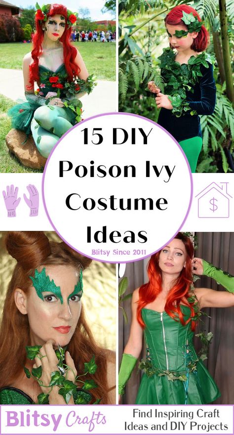 15 DIY Poison Ivy Costume Ideas for This Halloween Poison Ivy Fancy Dress, Poison Ivy Aesthetic, Diy Poison Ivy Costume, Red Hair Spray, Poison Ivy Costume Diy, Poison Ivy Dress, Poison Ivy Character, Poison Ivy Pictures, Poison Ivy Makeup