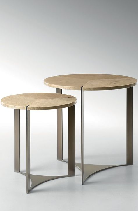 Tolomeo' side tables for Fendi Casa, New Collection September 2014: Fendi Casa, Metal Furniture Design, Round Tables, Side Coffee Table, Metal Side Table, Furniture Side Tables, Modern Side Table, Furniture Details, Furniture Inspiration