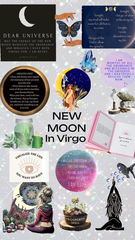 Created by nicoladreams111 on Shuffles Virgo Moon Aesthetic, New Moon In Virgo, Moon In Virgo, Moon Aesthetic, Virgo Moon, I Am Worthy, I Am Ready, New Moon, Book Of Shadows