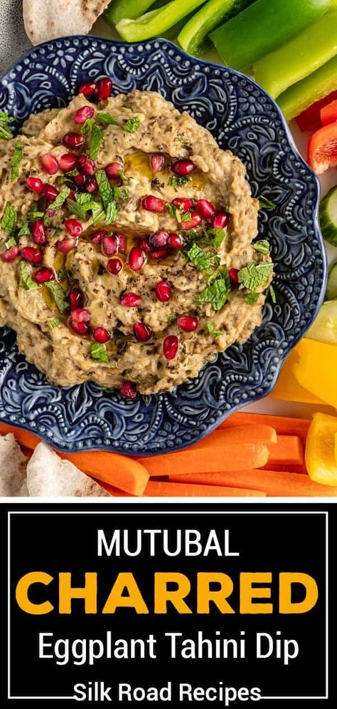 Mutabal is a creamy roasted eggplant dip that’s popular in Middle Eastern cuisine. Make this recipe today for a delicious snack or appetizer! Charred Eggplant, Eggplant Tahini, Foreign Cuisine, Dip Video, Roasted Eggplant Dip, Healthy Hummus, Mediterranean Foods, Middle Eastern Cuisine, Mediterranean Meals