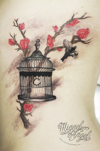 Bird Cage Tattoo Freedom, Bird Flying Out Of Cage, Sweet Peas Flowers, Bird Cage Tattoo, Robin Bird Tattoos, Wrist Tatoo, Birdcage Tattoo, Hydrangea Tattoo, Cage Tattoo