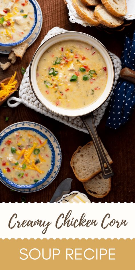 Creamy Chicken Corn Soup Recipe Chicken Cream Corn Soup, Creamy Chicken Corn Soup, Creamy Chicken Corn Chowder Soup, Creamy Chicken And Corn Soup, Creamy Corn And Chicken Soup, Corn Soup Creamy, Chicken And Sweet Corn Soup, Chicken And Sweetcorn Soup, Chicken Corn Soup