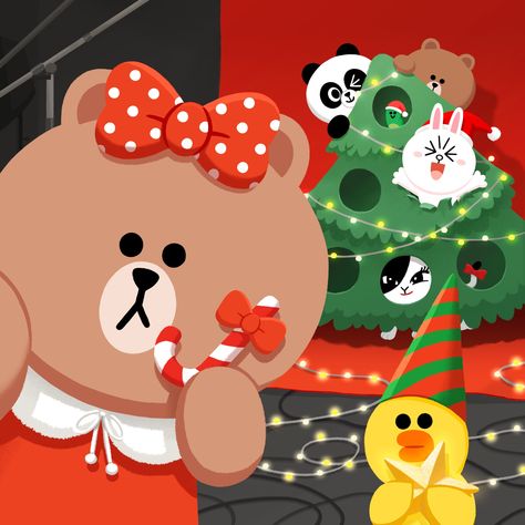 LINE FRIENDS | LINE TIMELINE Brown And Cony, Cony Brown, Merry Christmas Text, Wallpaper Computer, Festival Theme, Kawaii Christmas, Scene Design, Cute Love Cartoons, Girl Decor