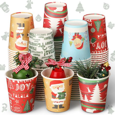 PRICES MAY VARY. Ample Christmas Cups: the package contains 100 pieces of 9 oz disposable Christmas cups in 5 different styles, 20 pieces per style, ample quantity and diverse patterns to meet your guest needs Eye Catching Xmas Design: the hot drink cups adopt Christmas themed design, including Santa Claus, Christmas trees, snowflakes, elk, etc., with vibrant colors, which look classic and eye catching, full of festive atmosphere Quality and Reliable: the Christmas drinking cups are made of qual Christmas Party Cups, Hot Chocolate Cocoa, Plastic Party Plates, Christmas Drinking, Christmas Cups, Paper Coffee Cup, Christmas Cup, Candy Christmas Decorations, Christmas Dishes