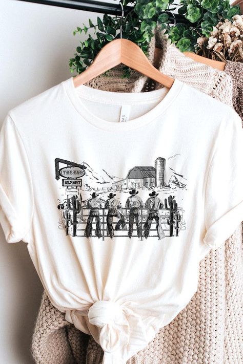 Western Graphic Tees Design, Cute Western Graphic Tees, Cowboy Graphic Tees, Western Graphic Tees Outfit, Western Tshirt Designs, Western Style Clothing, Western Tshirts, Western Tees, Cowboy Graphic