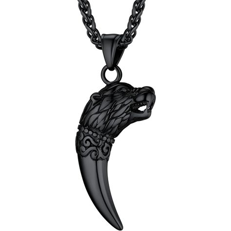 PRICES MAY VARY. ♦ Metal:100% 316L stainless steel with black plated, high quality and environmentally friendly, nickel free, hypoallergenic, Suitable for sensitive skin. ♦ Nice Looking Wolf Necklace， Idea Gifts for Men, Cool, Masculine, and the Quality! ♦ Including 1 Pendant + 1 Chain, Length of chain: 22 inch-24 inch adjustable. Very Sturdy and Durable Chain, Smooth Surface, Comfortable Wearing Feeling. ♦ Improved Lobster Clasp, Easy to Use and Better Quality. ♦ Come Gift Box & Jewelry Pouch, Wolf Pendant Necklace, Wolf Pendant, Wolves Pendants, Wolf Necklace, Viking Necklace, Black Plates, Necklace For Men, Mens Pendant, Box Jewelry