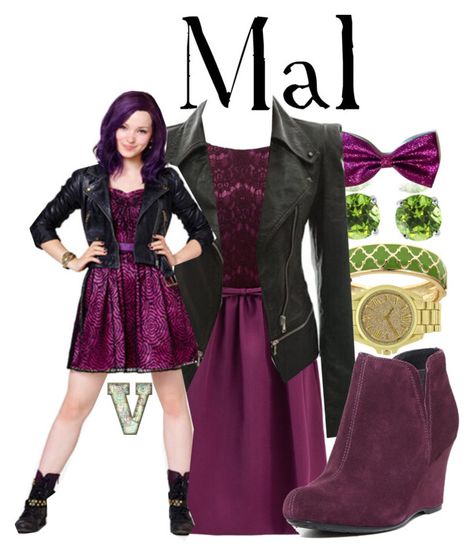 "Mal (Disney's Descendants)" by fabfandoms ❤ liked on Polyvore featuring ERIN Erin Fetherston, Fornash, Disney and BÃ¸rn Descendants Inspired Outfits, Descendants Outfit Ideas, Mal Descendants Costume, Descendants Clothes, Disney Descendants Dolls, Descendants Mal, Descendants Costumes, Princess Inspired Outfits, Disney Clothing