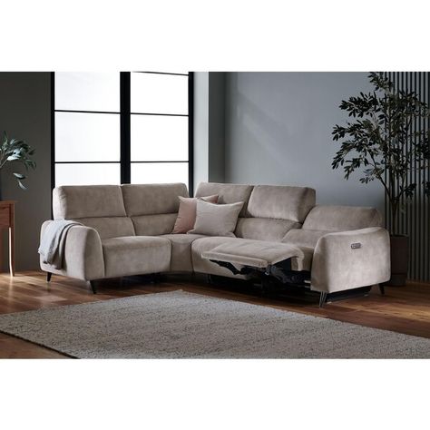 Reclining Sofa Living Room, Sofa Back Cushions, Sofa Measurements, Taupe Fabric, Oak Furnitureland, Shaped Sofa, Recliner Sofa, Small Sofa, Power Recliner