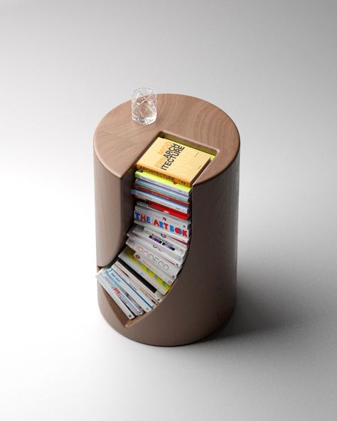 Bookgroove: a sculptural side table and book rack - DesignWanted : DesignWanted #Charm #Exploring #of #Decor #Vintage #the #Home #HomeStyle #Garden #Timeless #HomeDecorating Minimalist Library, Sculptural Side Table, Diy Moss, Industrial Style Decor, Book Rack, Funky Furniture, Maximalism, Humble Abode, Spring Home Decor