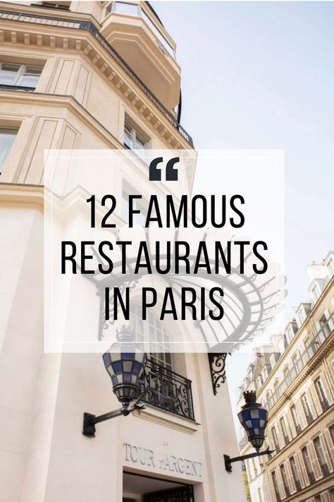 Discover 12 famous restaurants in Paris celebrated for their culinary excellence. From iconic bistros to Michelin-starred venues, experience the city's gastronomic brilliance. Ready to dine? Click for a curated guide to Paris's renowned dining spots that promise an unforgettable culinary adventure. Famous Restaurants, Best Restaurants In Paris, Paris Bistro, Restaurants In Paris, Michelin Restaurant, Paris Restaurants, The Capital, Paris Travel, Dining Experiences