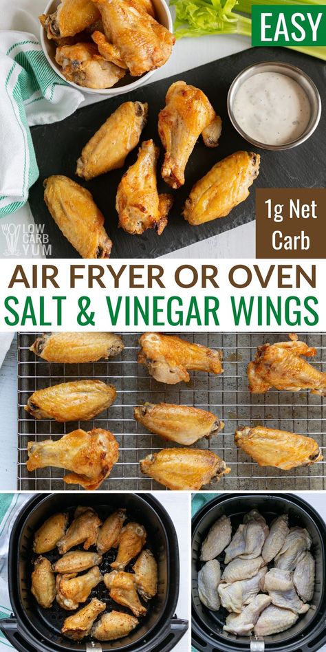 Air Fryer Carnivore Recipes, Salt And Vinegar Wings, Vinegar Chicken Wings, Egg Gif, Air Fryer Recipes Chicken Wings, Keto Chicken Wings, Air Fryer Recipes Keto, Air Fryer Wings, Vinegar Chicken