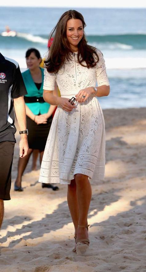 What could be more summer than a white, lacey dress? Nothing, that's what. Photo: Chris Jackson/Getty Images Moda Kate Middleton, Kate Middleton Stil, Style Kate Middleton, Duchesse Kate, Düşes Kate, Prince William Et Kate, Herzogin Von Cambridge, Kate Middleton News, Princesse Kate Middleton