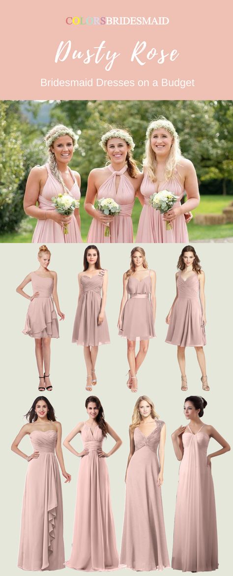 The dusty rose bridesmaid dresses both in knee-length and floor-length are sold from $69 and mostly under 100. These cheap dusty rose bridesmaid dresses are custom made to all sizes including plus size. What affordable bridesmaid dresses they are! Bridesmaid Dresses Winter, Color Bridesmaid Dresses, Dusty Rose Bridesmaid, Rose Bridesmaid, Moh Duties, Dusty Pink Bridesmaid Dresses, Blush Pink Bridesmaids, Red Bridesmaid, Dusty Rose Bridesmaid Dresses