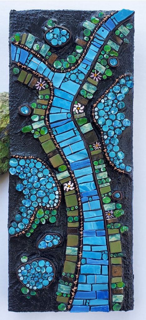 Waterfall Wall, Mosaic Art, House Ideas, Mosaic, Wall, Art