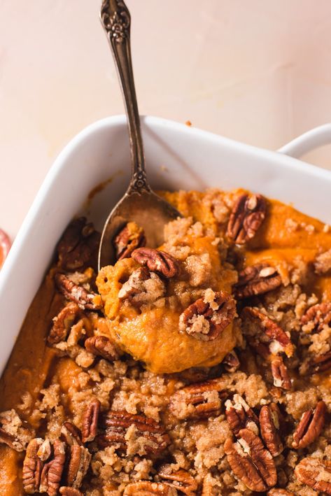 Bourbon Sweet Potato Casserole With Sweet ‘n’ Savory Bacon Pecans., Sweet Potato Casserole Bourbon, Sweet Potato Bourbon Casserole, Bourbon Sweet Potato Casserole, Bourbon Yams, Sweet Potato Casserole With Bourbon, Can Yams Recipe, Casserole Thanksgiving, Bourbon Sweet Potatoes