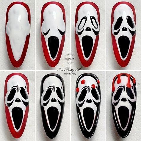 Dot Nail Art Designs, Halloween Nail Art Tutorial, Paznokcie Hello Kitty, Horror Nails, Halloween Nails Diy, Nail Art Halloween, Holloween Nails, Halloween Nails Easy, Halloween Acrylic Nails