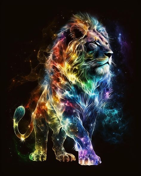 Rainbow Energy Lions 🌈🦁 (More Lion specific art on @ailionart) #aiart #aiartworks #aiartdaily #generativeart #aiartcommunity #digitalart #generatedart #art #digitalpainting #artist #artwork #digitalartist #characterdesign #characterart #fantasyart #fantasyartwork #fantasy #lion #lionart #rainbow Fantasy Lion, Rainbow Lion, Lion Love, Lion Wallpaper, Beautiful Butterflies Art, Lion Images, Cute Fantasy Creatures, Lion Art, Lion Of Judah