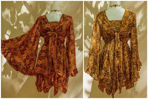 Bell Sleeve Tie Top, 60s Clothing, 70s Costume, 70s Inspired Fashion, Estilo Hippie, Hippie Style Clothing, Butterfly Fairy, Photoshoot Dress, Hippie Dresses