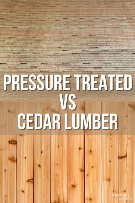 Trying to decide between cedar vs pressure treated lumber for your outdoor project? Find out the difference and pick the best one for you! Cedar Post Ideas, Cedar Wood Projects Diy, Summer Wood Projects, Lake Porch, Cedar Projects, Bin Cover, Thrift Store Furniture Makeover Diy, Cedar Wood Projects, Outdoor Woodworking Plans