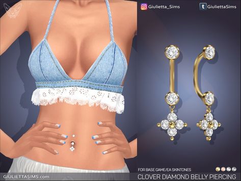 The Sims Resource - Clover Diamond Belly Piercing (left brow ring category) EA Skintones Compatible Sims 4 Cc Women Jewelry, Sims 4 Rings, Cc Jewelry, Cc Accessories, Pelo Cafe, Sims 4 Piercings, Sims 4 Cc Eyes, Sims 4 Traits, Pelo Sims