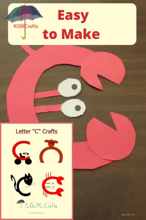 Preschool C Activities, C Is For Cow Craft, Letter C Crafts For Preschool, Crab Craft Preschool, Letter C Craft, Letter C Preschool, Nursery 2023, C Craft, Letters Activities