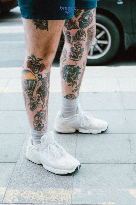 Over Knee Tattoo Men Tattoo Ideas For Men Leg Calves, Knee Cap Tattoo Men, Men’s Leg Tattoo, Men Leg Tattoo, Tattoo Patchwork, Leg Tats, Cap Tattoo, Patchwork Tattoos, Patchwork Tattoo Ideas