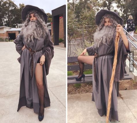 Sexy Gandalf costume Gandolf Costumes, Gandalf Halloween Costume, Gandalf And Frodo Costume, Diy Gandalf Costume, Female Gandalf Cosplay, Gandalf Cosplay, Gandalf Costume, Cosplay Style, Hobbit Party