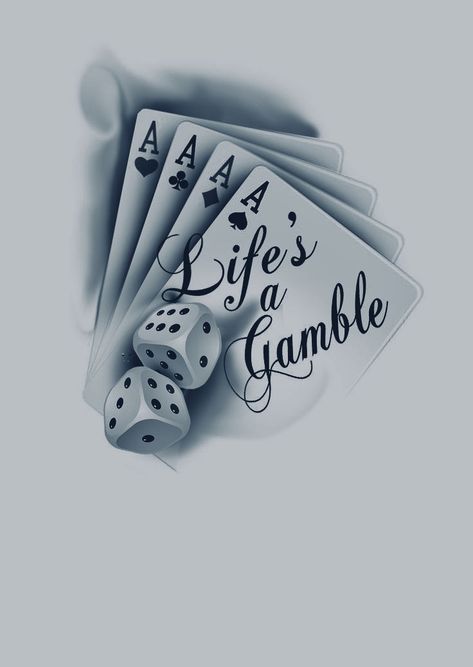 Small Gambling Tattoo, Deck Of Cards Tattoo Design, Royal Flush Tattoo Design, Card And Dice Tattoo, Lifes A Gamble Tattoos, Life A Gamble, Money Roll Tattoo Design, Tattoo Carte, Life Is A Gamble Tattoo