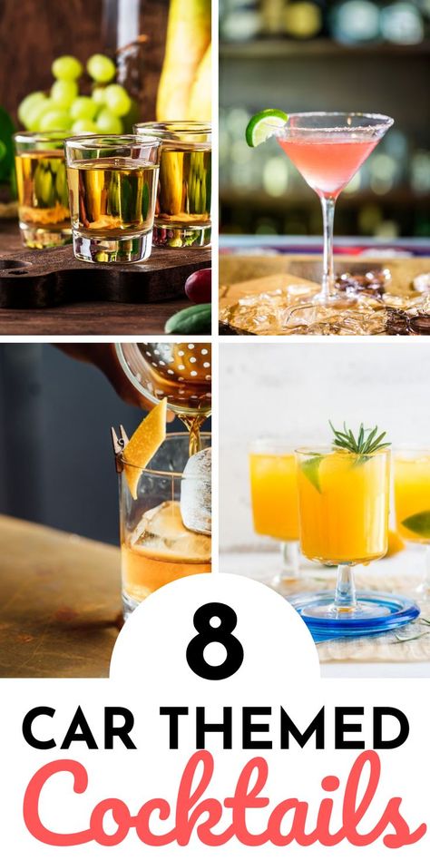 8 car themed cocktails to try! Car Themed Drinks, Car Themed Alcoholic Drinks, Nascar Themed Drinks, Race Car Themed Drinks, Indy 500 Food Ideas, Monaco Themed Party, Indy 500 Party Ideas, Themed Cocktails Recipes, Themed Alcoholic Drinks