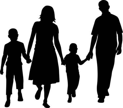 Family Silhouette, Silhouette Family, Two Sons, Vector Silhouette, Mother And Son, Family Illustration, Mother Son, Silhouette Art, Illustration Vector