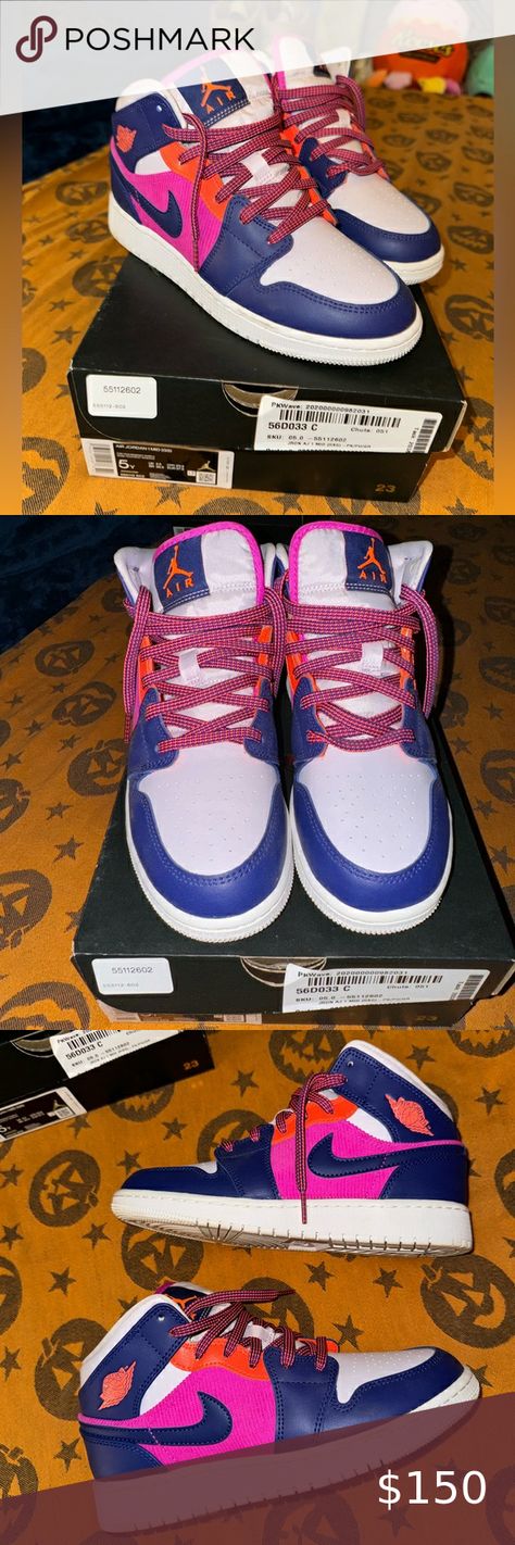 Air Jordan 1 Mid Fire Pink Barely Grape GS Youth 5 5Y Big Kids Girls Boys Shoes Air Jordan 1 Mid, Jordan 1 Mid, Air Jordan 1, Boys Shoes, Jordan 1, Big Kids, Air Jordan, Air Jordans, Jordan