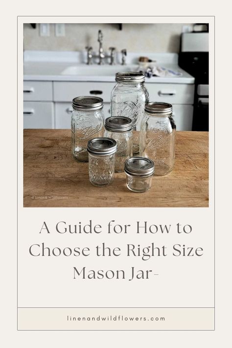 Discover the art of preserving perfection with this Guide for How to Choose the Right Size Mason Jar. From 4-ounce delights to half-gallon wonders, find the perfect jar size for your canning adventures and elevate your homemade creations. Uncover practical tips for selecting the ideal mason jar size tailored to your needs. Canning Jar Sizes, Mason Jar Sizes, Half Gallon Mason Jars, Gallon Jars, Canning Supplies, Plastic Ware, Home Canning, Ball Jars, Small Jars