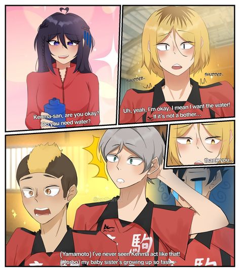 #haikyuuoc | 「Kenma’s stare」 An interaction between Chiyo and Kenma!! (I have no idea what dialogue to use..) I hate the fact that the last pic didn’t fit the canvas 😔 @layerscake_ really made me wanna start posting more abt Chiyo, (I love her acc so much I stalk it daily) #haikyuu #digitalart #art #hqoc #haikyuufanart #oc #ocxcanon #ocxcc #anime #comicstrip Haikyuu Kenma X Yn, Haikyuu X Oc, Haikyuu Kenma, Demon Boy, Iconic Anime, Anime Demon Boy, Haikyuu Fanart, I Love Her, Haikyu!!