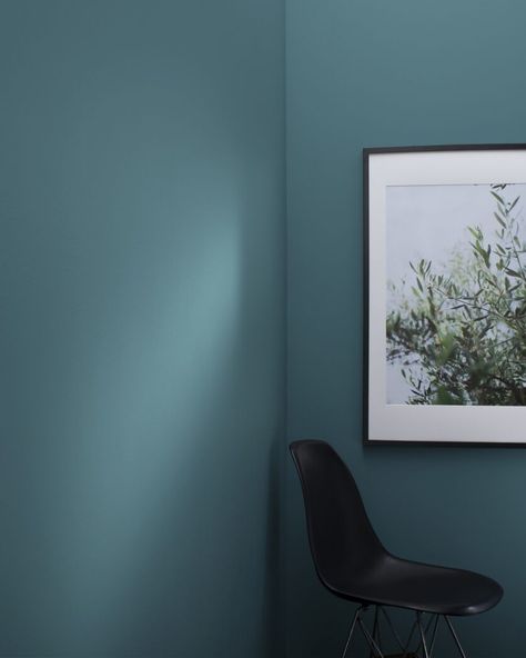 Teal Painted Walls Living Room, Moody Blue Nursery, Teal Gray Paint, Muted Teal Paint Color, Teal Office Decor Ideas, Benjamin Moore Teal, Teal Painted Walls, Teal Wall Colors, Blue Wall Paint