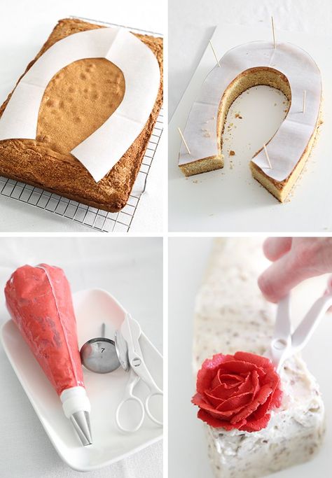 Horseshoe Cake Ideas, Horse Shoe Cake, Buttercream Roses Tutorial, Pecan Praline Cake, Praline Cake, Brown Sugar Cakes, Buttercream Roses, Shoe Cake, Pecan Pralines