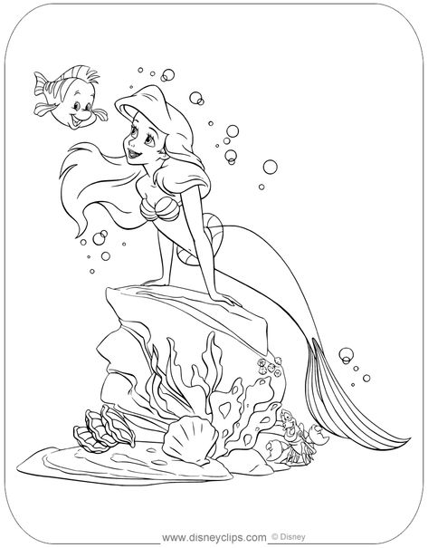 Little Mermaid Coloring Pages, Ariel Coloring Pages, Mermaid Coloring Book, Disney Princess Colors, Spiderman Coloring, Disney Princess Coloring Pages, Mermaid Drawings, Disney Tattoo, Mermaid Coloring Pages