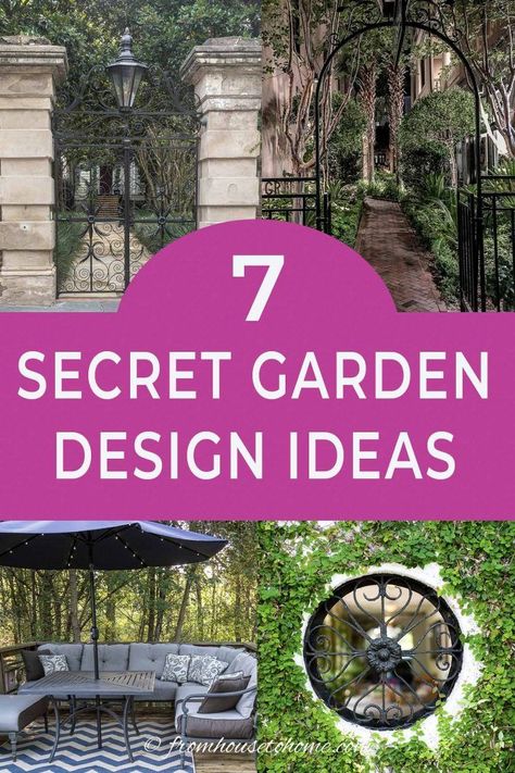 Learn how to create your own secret garden with these secret garden design ideas that will turn your backyard into a retreat you won't want to leave. #fromhousetohome #secretgarden #gardening #gardenideas #outdoorlivingspace #patiosanddecks Secret Garden Design, Secret Garden Door, Charleston Gardens, Relaxing Backyard, House To Home, Backyard Shade, Backyard Plan, Hidden Garden, Backyard Privacy