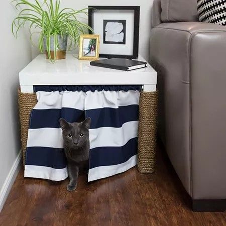 Diy Litter Box, Katt Grejer, Kat Diy, Chat Diy, Window Valances, Litter Box Furniture, Diy Home Decor Ideas, Tension Rod, Cat Box