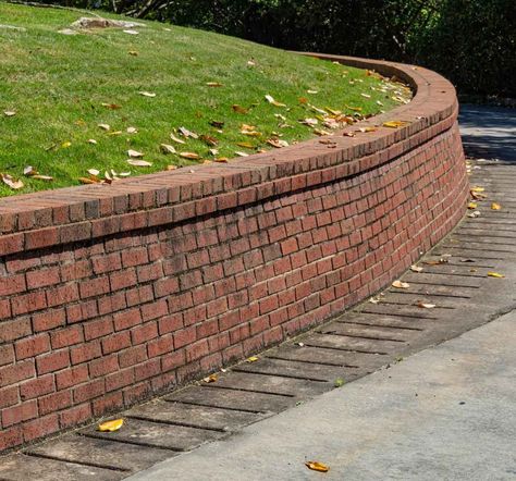 Brick Retaining Walls - Force Masonry Concrete Retaining Wall Ideas, Poured Concrete Retaining Wall, Brick Retaining Wall, Decorative Retaining Walls, Wooden Retaining Wall, Railroad Tie Retaining Wall, Retaining Wall Bricks, Retaining Wall Ideas, Concrete Retaining Wall